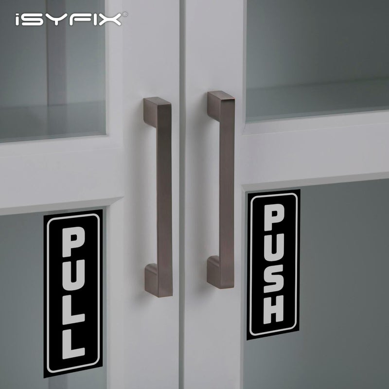 iSYFIX Push Pull Stickers Sign - 2 Pack 2.4x6 inch - Vertical Decal Self-Adhesive, Black/White Vinyl Sticker for Doors in Business, Stores, Cafes, Shops & More. Indoor and Outdoor use. - Image 5